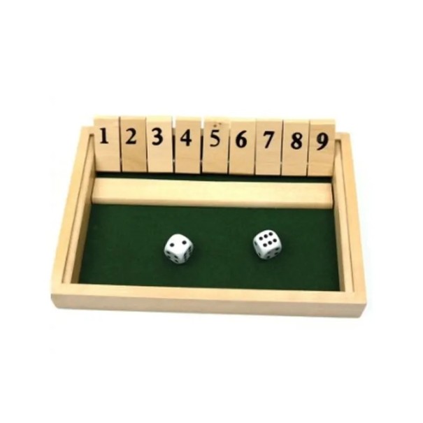 Shut The Box Wooden Board Game with Dice Mathematical Counting Game Logical Family Fun 1