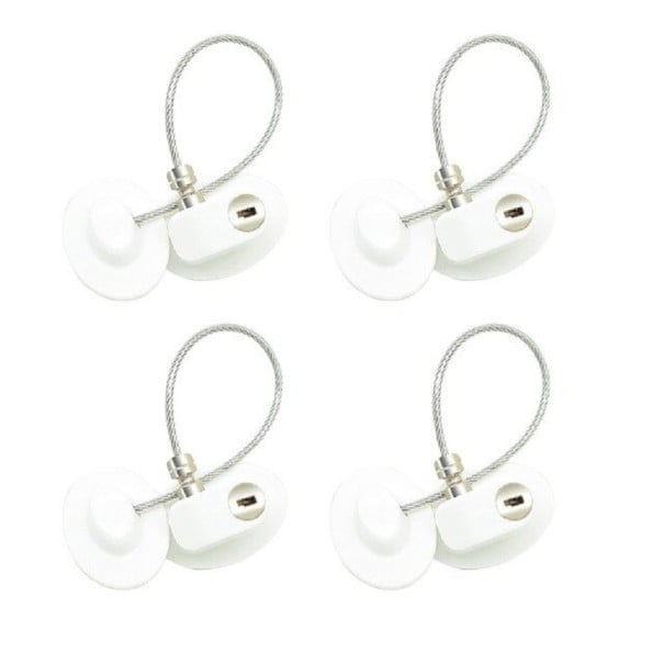 Sicherheitsschloss für Fenster mit Kabel Schlüsselverriegelung Öffnungsbegrenzer Metallausführung Set 4 Stück mit Zubehör 3