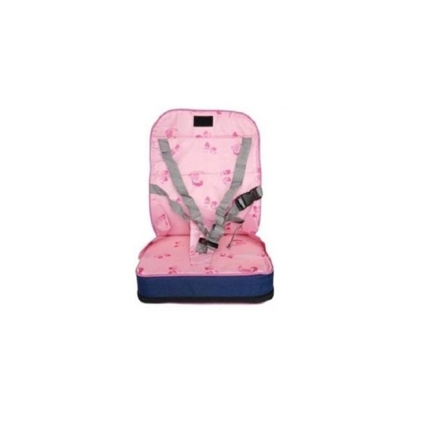 Siège de sécurité en tissu pour chaise pour petits enfants Siège rehaussé avec dossier Harnais avec boucle Fixation par sangles rose