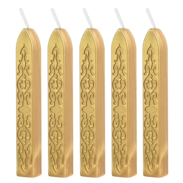 Siegelwachs mit Docht 5 Stück Farbiges Siegelwachs golden