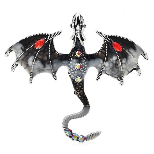 Sierlijke drakenbroche grijs