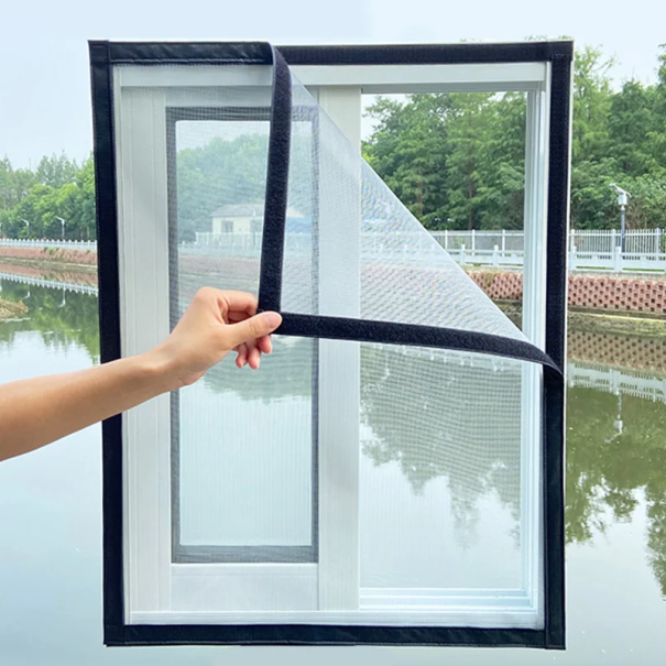 Sieť do okna proti hmyzu na suchý zips 100 x 100 cm Nastaviteľná sieť do okna Okenná sieť proti komárom biela