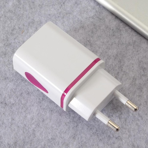 Sieťový adaptér Dual USB K703 tmavo ružová