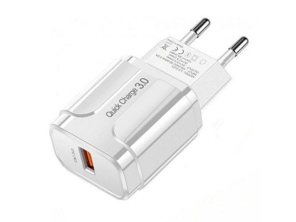 Sieťový USB adaptér Quick Charge biela