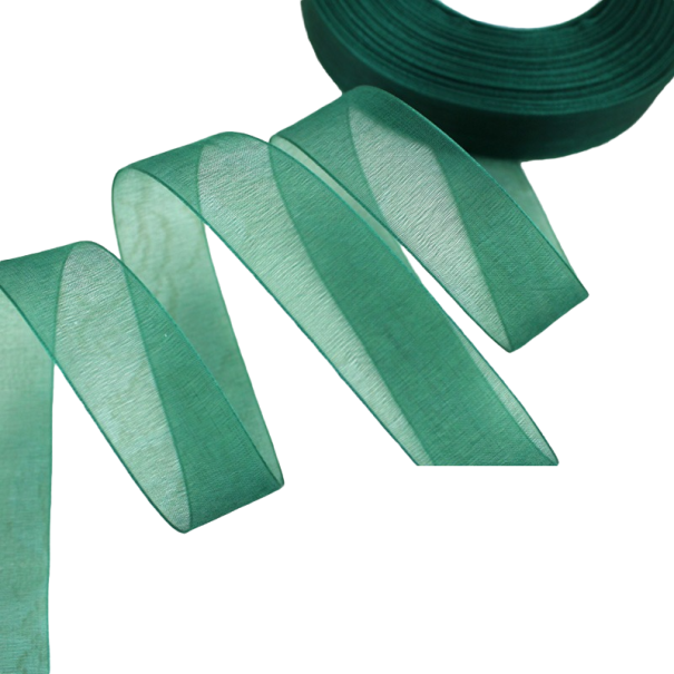 Šifónová stuha 12 mm/46 m tmavo zelená