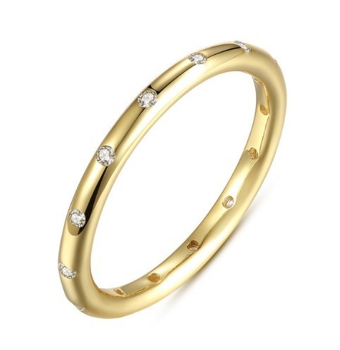 Silberring mit Zirkon J1612 golden 9