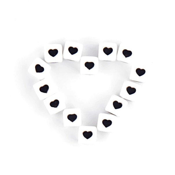 Silicone Beads with Motif - 5 pcs heart