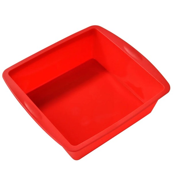 Silicone Bread Baking Mould Rectangular Mould 19.5x17.5x5 cm Non-Stick Mould for Sweet and Savoury Baking Heat Resistant red