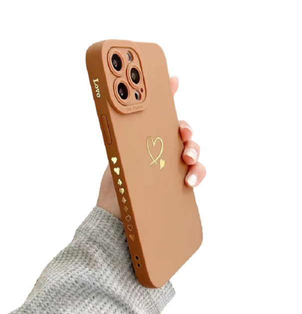 Silicone Case with Heart for Samsung Galaxy A14 brown