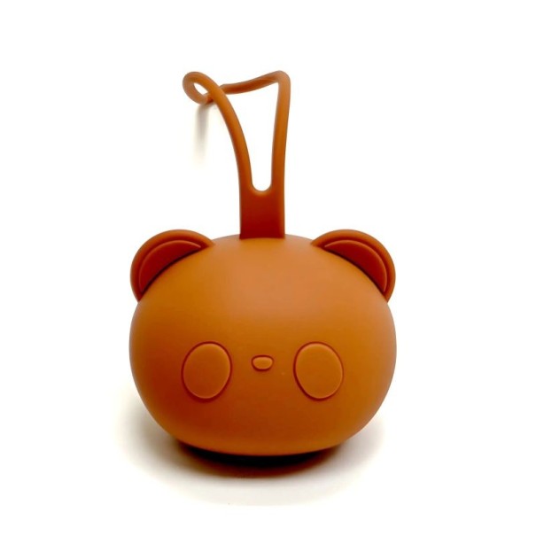 Silicone Dummy Case 7 x 21 cm Bear with Hook for Hanging or Looping Practical Storage for Babies brown