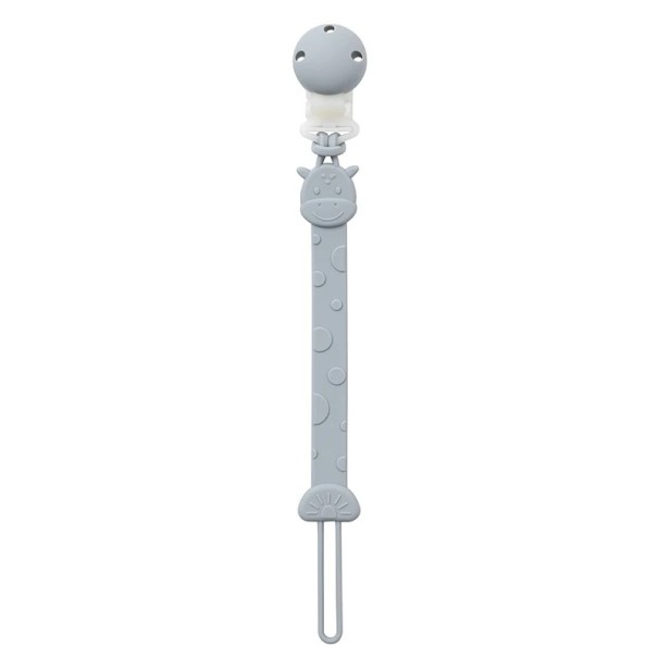 Silicone Dummy Clip Giraffe with Strap and Clip Soft Silicone Dummy Holder for Babies and Infants for Attaching to Clothing blue