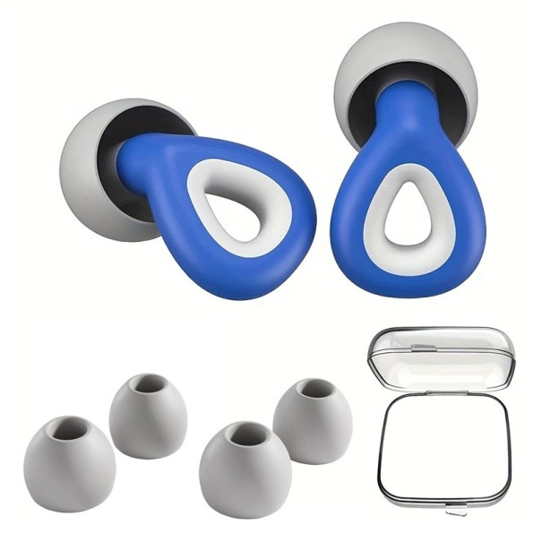 Silicone Earplugs Set for Sleeping and Swimming Noise Reduction 3 Sizes of Soft Tips Hearing Protection and Comfort blue