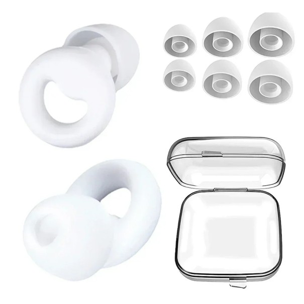 Silicone Earplugs Waterproof Noise-Cancelling Soft Hearing Protectors Noise Reduction Soundproof Earplugs Swimming Sleeping Travelling white