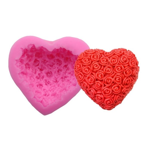 Silicone Heart Mould with Roses 1