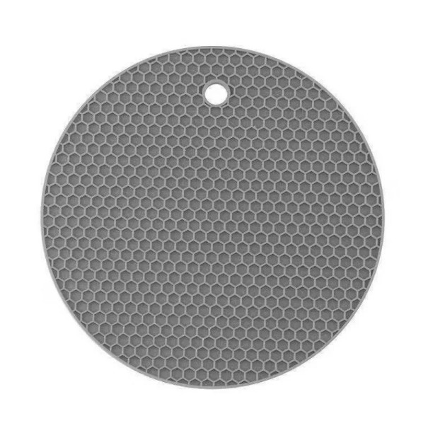 Silicone Heat-Resistant Mat 17.5x17.5 cm Non-Slip Round Pot Mat Kitchen Surface Protector grey