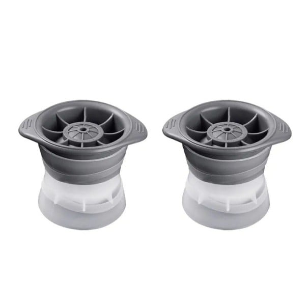 Silicone Ice Ball Maker 109×79×85 mm 2 pcs Large Round Ice Mould for Whisky Quick Freeze Kitchen Tool Bar Accessories grey