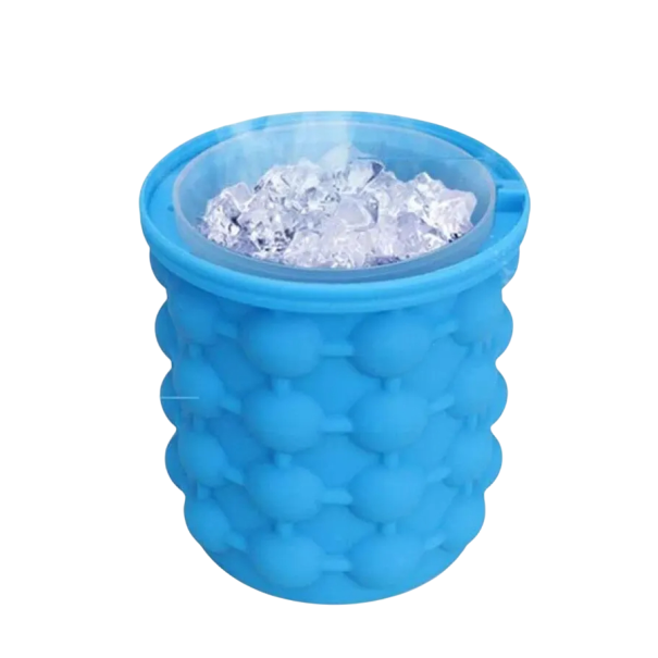 Silicone Ice Cube Tray 14×12.8 cm Dark Blue 2-in-1 Portable Ice Bucket Summer Ice Maker Freezer Bowl Bar Tool 1