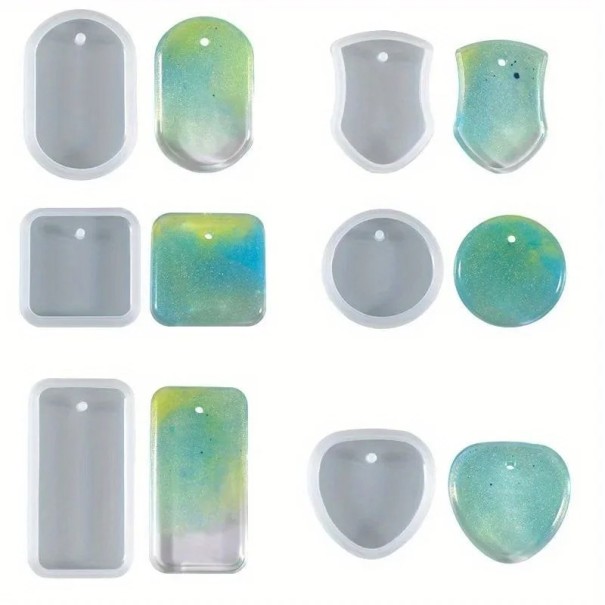 Silicone Mini Mould Set for Resin Round Square Oval and Other Shapes Mould for Making Pendants Jewellery Decorations 1