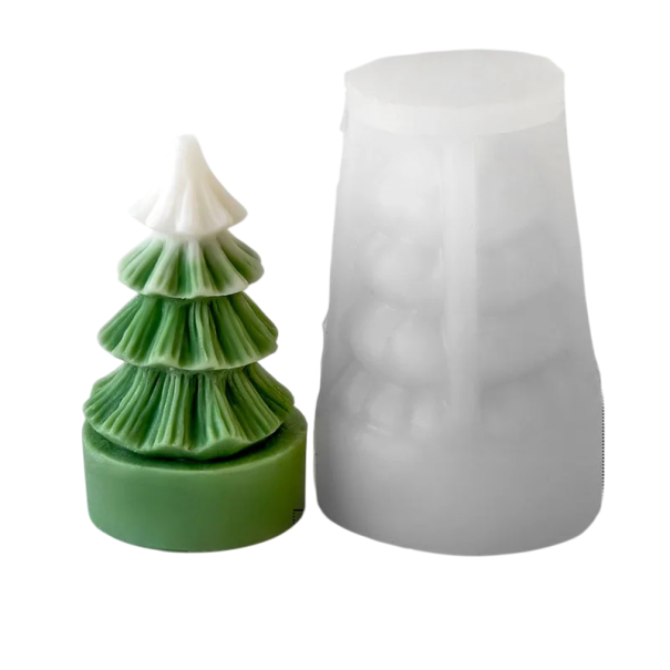 Silicone Mould 7.1 x 4.7 cm Christmas Tree with Layered Edges Mould for Casting Wax, Resin, Plaster, Soap and Candles 1
