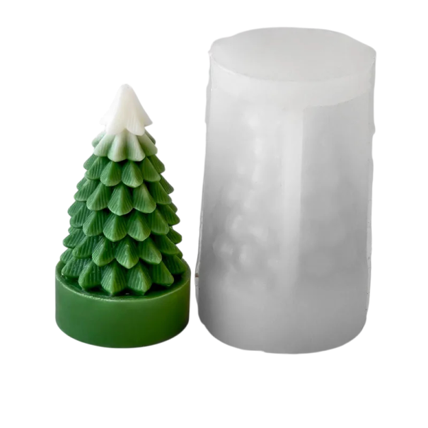 Silicone Mould 7.5 x 4.6 cm Christmas Tree with Layered Branches Mould for Casting Wax, Resin, Plaster, Soap and Candles 1