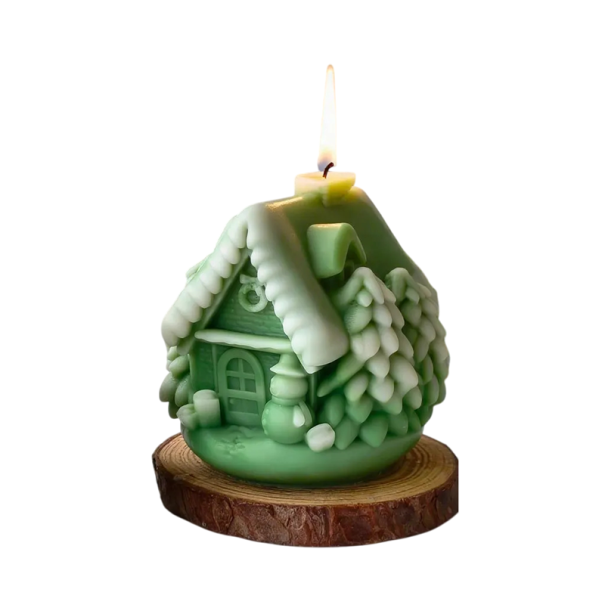 Silicone Mould 8 x 8.5 cm House with Roof and Trees Mould for Casting Wax, Resin, Plaster, Soap and Making Candles 1