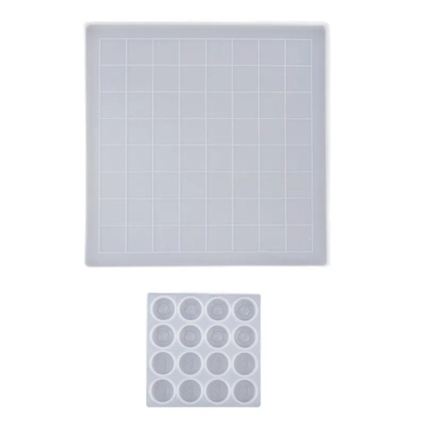 Silicone Mould for Making a Chessboard 18 x 18 cm and Moulds for Chess Pieces Resin Epoxy Handcrafting 1