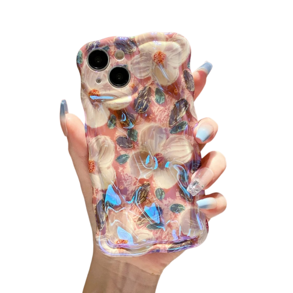 Silicone Protective Case for iPhone 15 Plus, Flowers 1