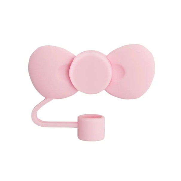 Silicone Straw Cover 6 x 2 x 1 cm Bow Protective Cap Straw for Stanley Cup Stylish Accessory Reusable pink