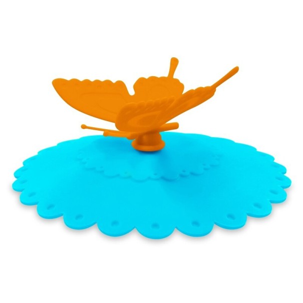Siliconen bekerdeksel met vlinder blauw 3