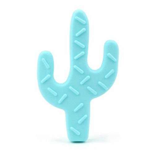 Siliconen bijtring in de vorm van een cactus J995 blauw