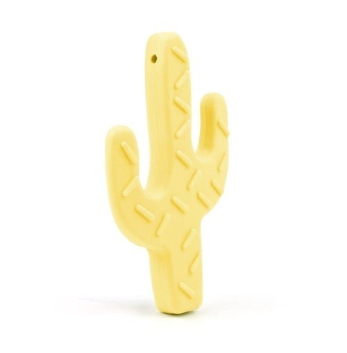 Siliconen bijtring in de vorm van een cactus J995 geel