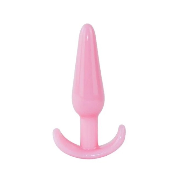 Siliconen buttplug met een gebogen handvat voor eenvoudig gebruik en discrete verpakking voor comfort en privacy roze
