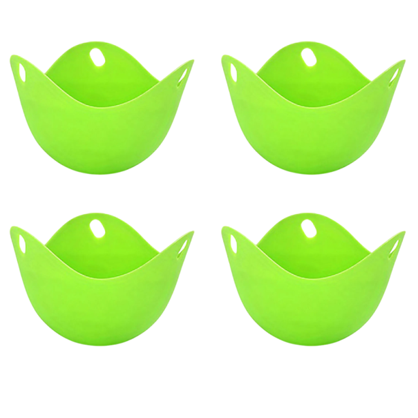 Siliconen eierkookbekers 9 x 6,5 cm Set van 4 herbruikbare mallen Zonder schaal Gemakkelijk schoon te maken Stomen van eieren groen