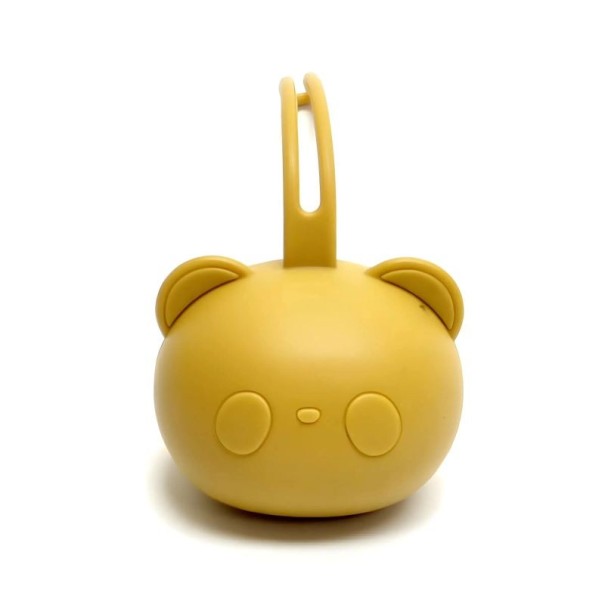 Siliconen hoesje voor fopspeen 7 x 21 cm Teddybeer met ophanghaakje of haakje Beschermhoes voor baby's Praktische opslag geel