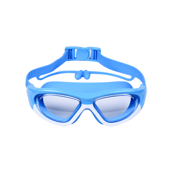 Siliconen kinderzwembril 14,5 x 5,5 x 18,5 cm Waterbril met oordopjes Oogbescherming Zwemmen Zwemuitrusting voor kinderen blauw