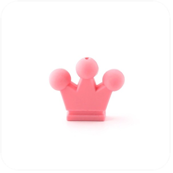 Siliconen kralen in de vorm van een kroon - 10 st. roze