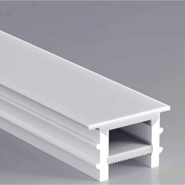 Siliconen LED profiel met rand 16,6 mm Lichaam 12 x 10 mm Lengte 1 m Buigzaam Met diffuser Wit Voor inbouw van LED strip in groef Zonder strip 1