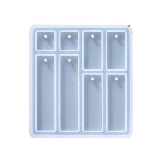Siliconen mal 7 x 7,7 cm Rechthoekige hangers voor sieraden Mal voor hars met gaten voor oogje Creatie van oorbellen en hangers 1