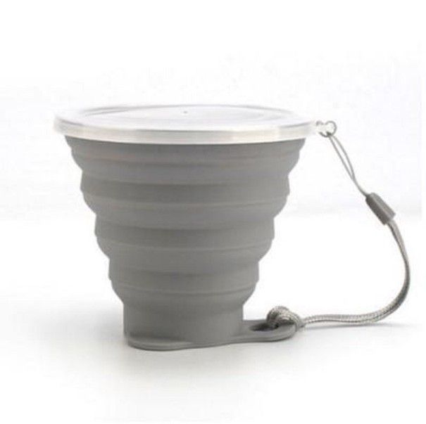 Siliconen opvouwbare mok 270 ml grijs