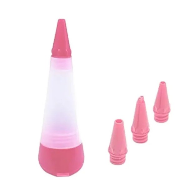 Siliconen spuitpen voor bakken met 2 spuitmondjes 14,5 × 5,2 cm voor room, glazuur en chocolade voor het decoreren van taarten, snoep en gebak roze