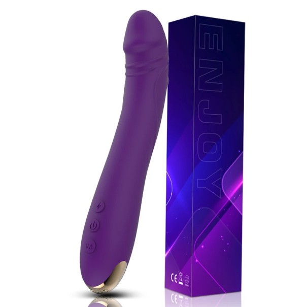 Siliconen vibrator met realistische echte peniskop, aanpasbare vorm, 10 vibratiestanden, USB-oplaadfunctie en discrete verpakking paars