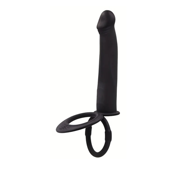 Silikon buttplug med slät yta och dubbel erektionsring för intensiv stimulering, diskret förpackning svart