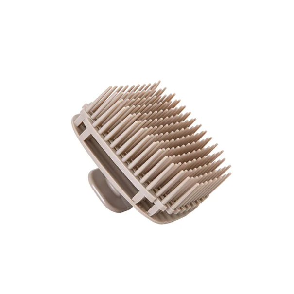 Silikon-Massagebürste für Shampoo 5,9×7,8 cm Massagekamm für die Kopfhaut Waschbürste für Haare Entspannendes Friseursalonwerkzeug hellbraun