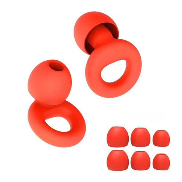Silikon-Ohrstöpsel 1,8 x 1,6 cm Geräuschdämpfend und wasserdicht Zum Schlafen Schwimmen Wiederverwendbar Weich gepolsterte Ohrstöpsel rot