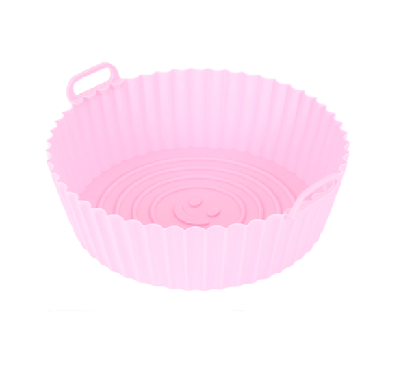 Silikon rund form för varmluftsfritös 22 cm rosa