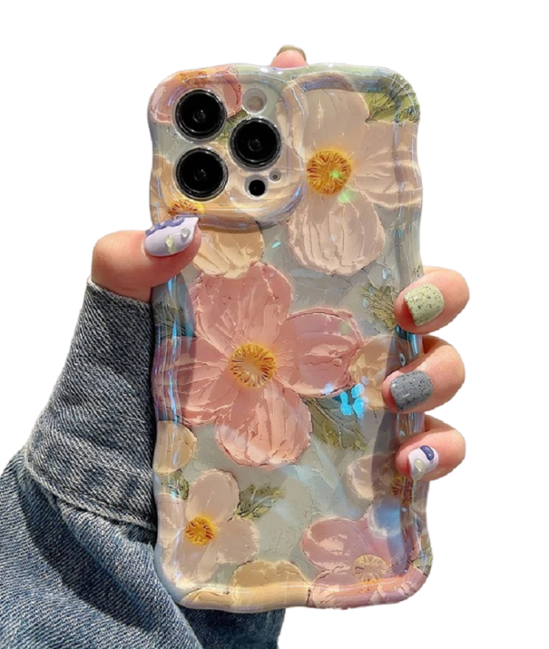 Silikon-Schutzhülle mit Blumenmotiv für iPhone 15 Plus 1