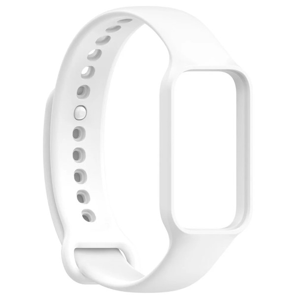 Silikon szíj 16,3 mm a Xiaomi Smart Band 8 Active és Redmi Band 2 számára Kényelmes, állítható szilikon karkötő Közepes puhaság és kellemes viselet fehér