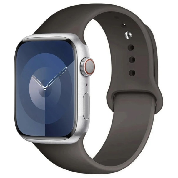 Silikon szíj az Apple Watch Series 9 8 7 6 5 4 3 SE Ultra 2 38–40–41 mm S-M Vízálló rugalmas szíj kényelmes mindennapi viselethez fekete-szürke