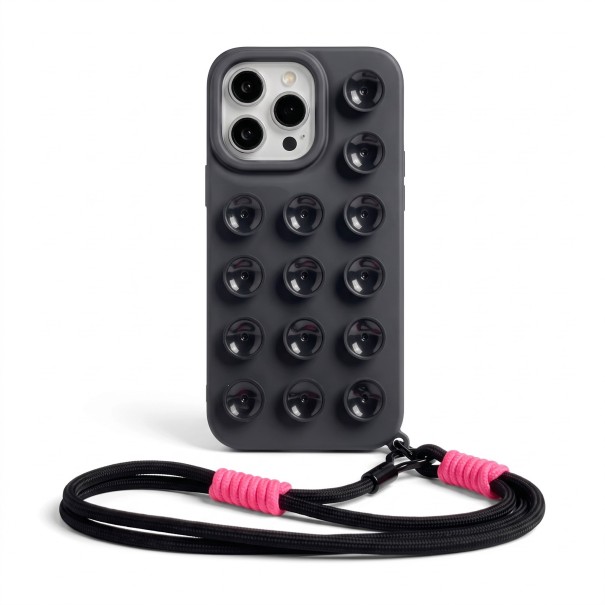 Silikon tok tapadókorongokkal és pánttal az iPhone 17 Airhoz Csúszásmentes bevonat Simább felületen tartja Videókhoz és fényképezéshez fekete