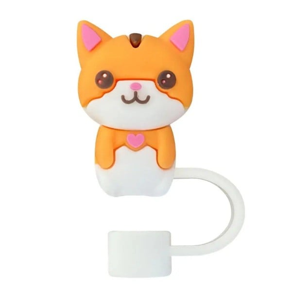 Silikon-Trinkhalmhülle Katze 25 x 35 x 10 mm Hygienischer Schutz Stylischer Verschluss Wiederverwendbare Kappe Strohhalm für unterwegs 1